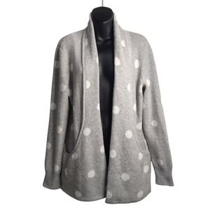 Verve Ami Women's Size Large Cardigan Gray White Open Front Pocket Sweater